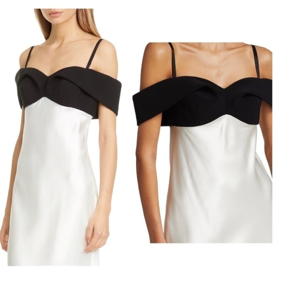 Brandon Maxwell Off-The-Shoulder Silk Draped Gown BNWT - Picture 5 of 11